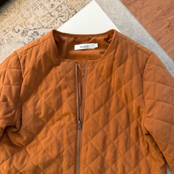 Ricki's Burnt Orange Rust Terracotta Longline Diamond Quilted Jacket Cottagecore - Picture 4 of 6